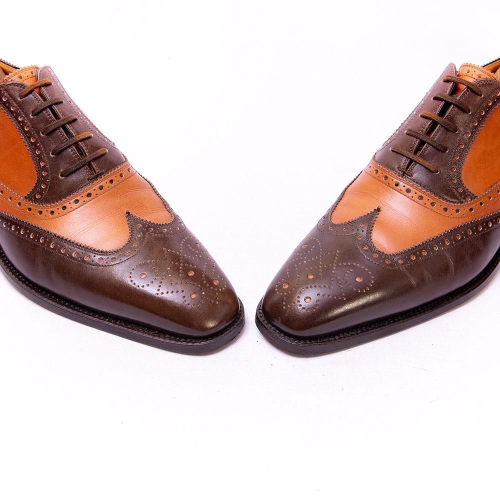 ステファノ ベーメル フルブローグ コンビカラー ブラウン サイズ推定