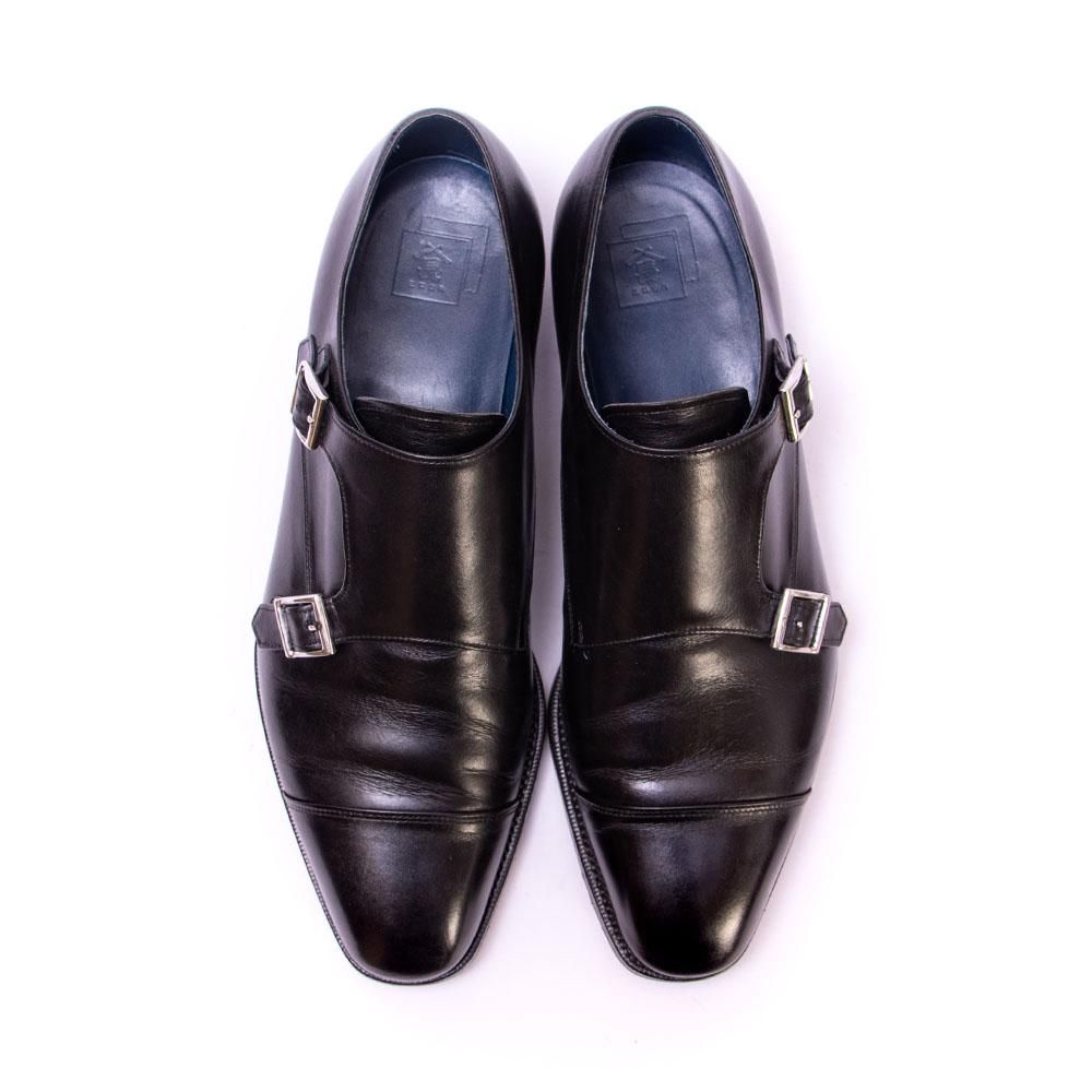 三陽山長 極み 源四郎 ダブルモンク ブラック シームレスヒール 廃盤