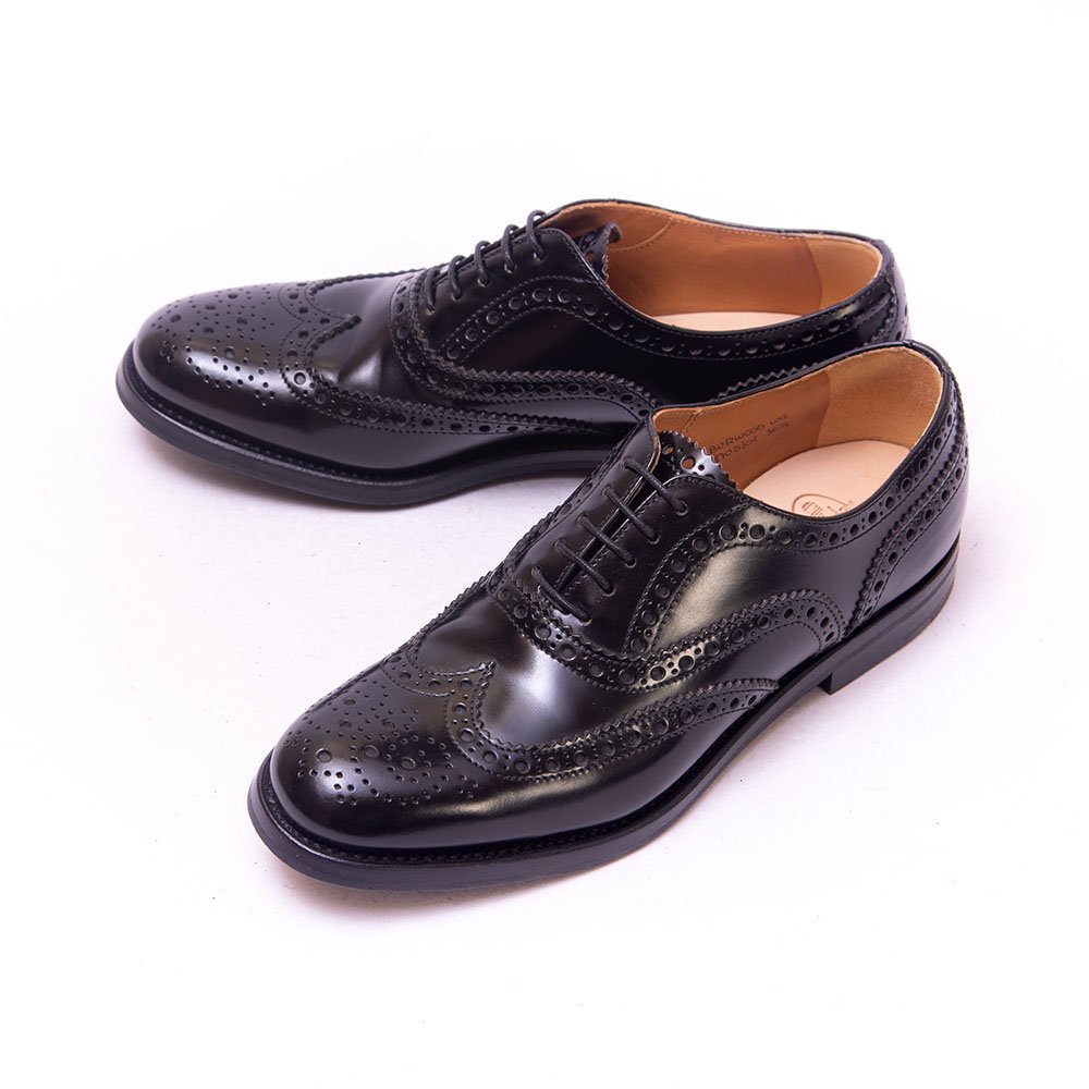 チャーチ BURWOOD(バーウッド)ウイングチップ ブラックポリッシュドバインダー レディース サイズ36.5 - 中古革靴販売|革靴の通販