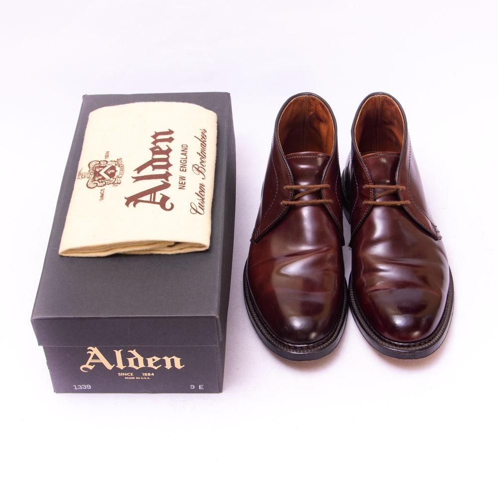 人気品薄Aldenの1339 コードバンチャッカブーツサイズ10D バーガンディ ALDEN】オールデン 1339 チャッカブーツ コードバン