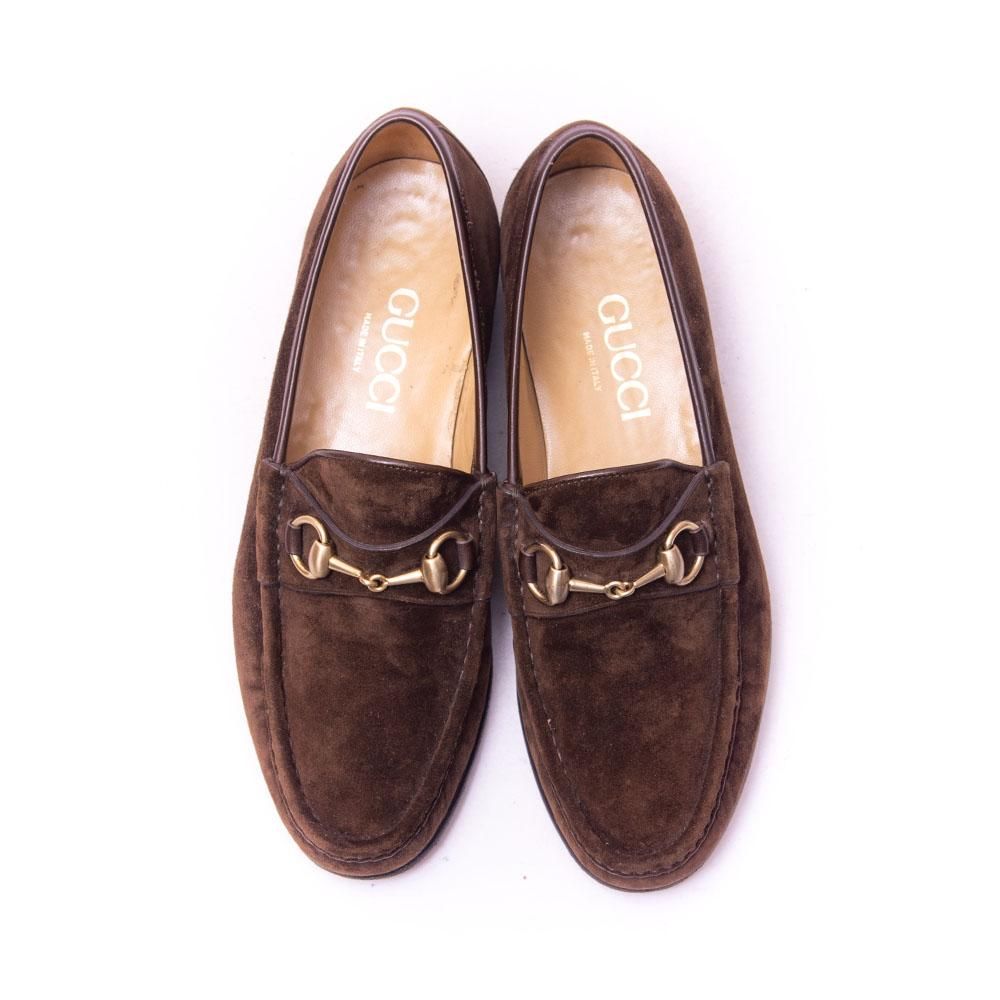 グッチ ビットローファー ダークブラウン スエード サイズ39.5D - 中古