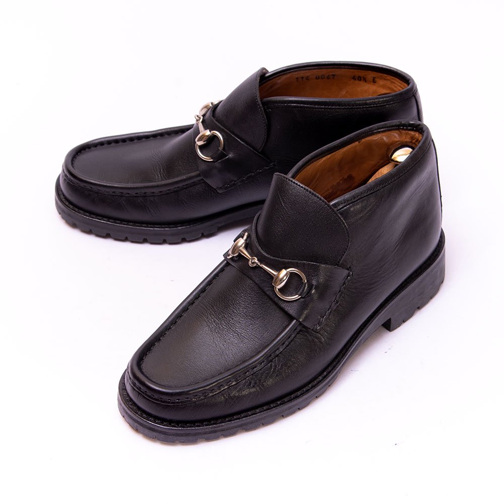 グッチ ホースビット チャッカブーツ ブラック サイズ40.5E - 中古革靴