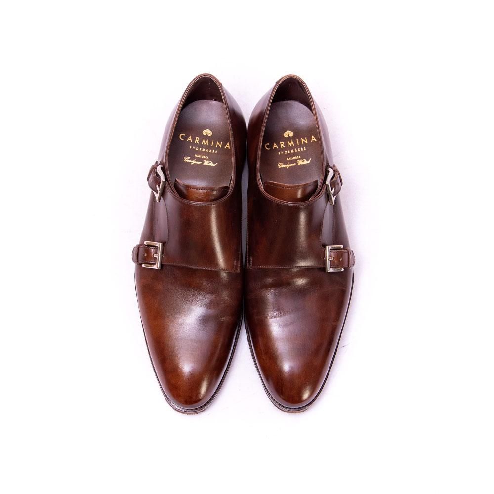 極美品］CARMINA ミュージアムカーフバーガンディ モンクストラップ