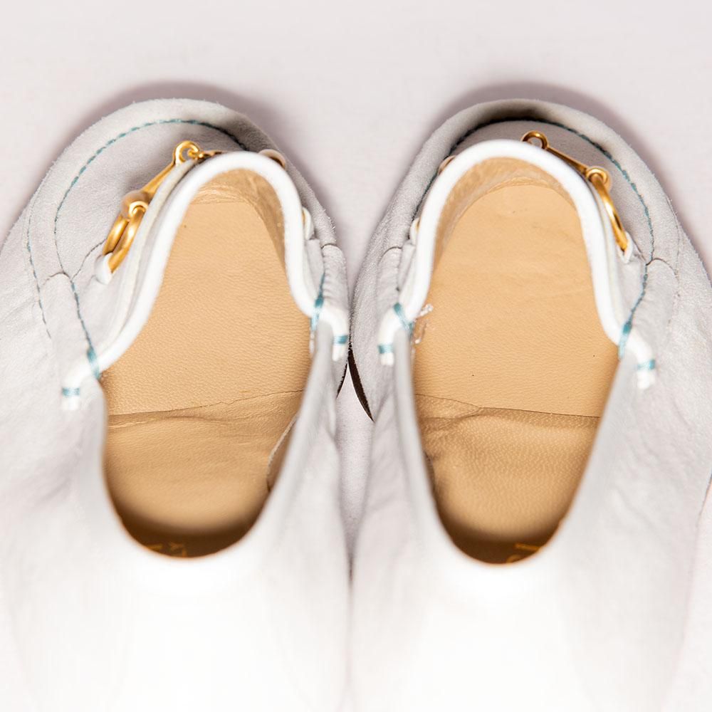 グッチ ビットローファー オフホワイト ライトブルー ヌバック