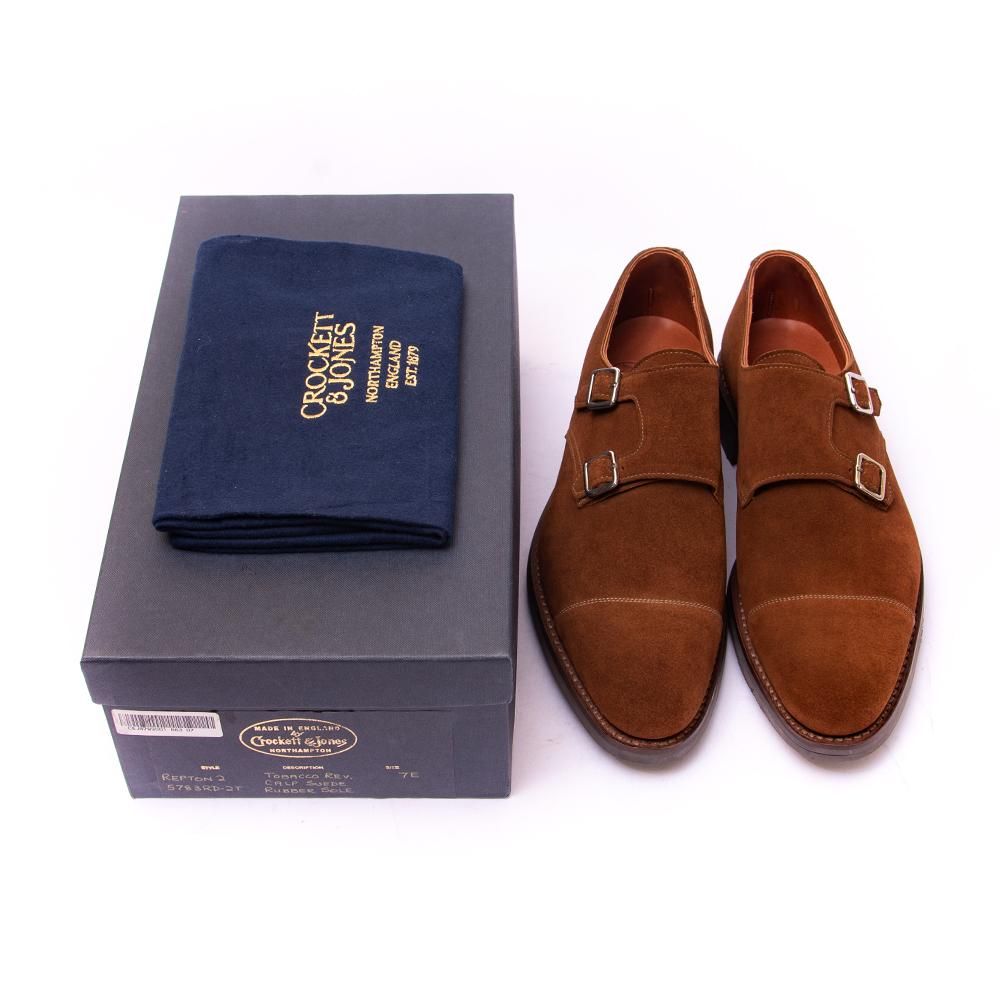 最終　Crockett＆Jones ダブルモンク　スエード　7E 最終 Crockett＆Jones ダブルモンク スエード 7E - メルカリ