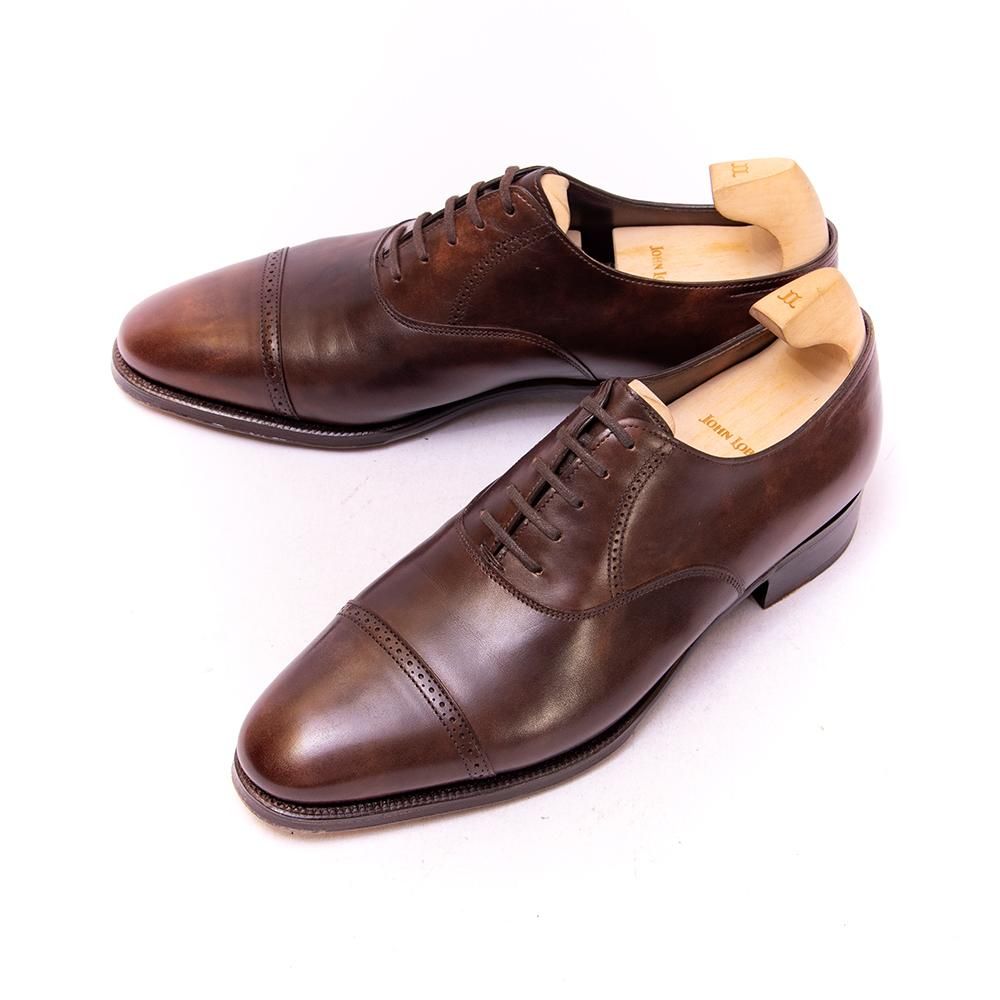 ジョンロブ プレステージ フィリップ2 サイズ6E 美品 ミュージアムカーフ ジョンロブ PHILIP?(フィリップ2)パンチドキャップ ダークブラウン