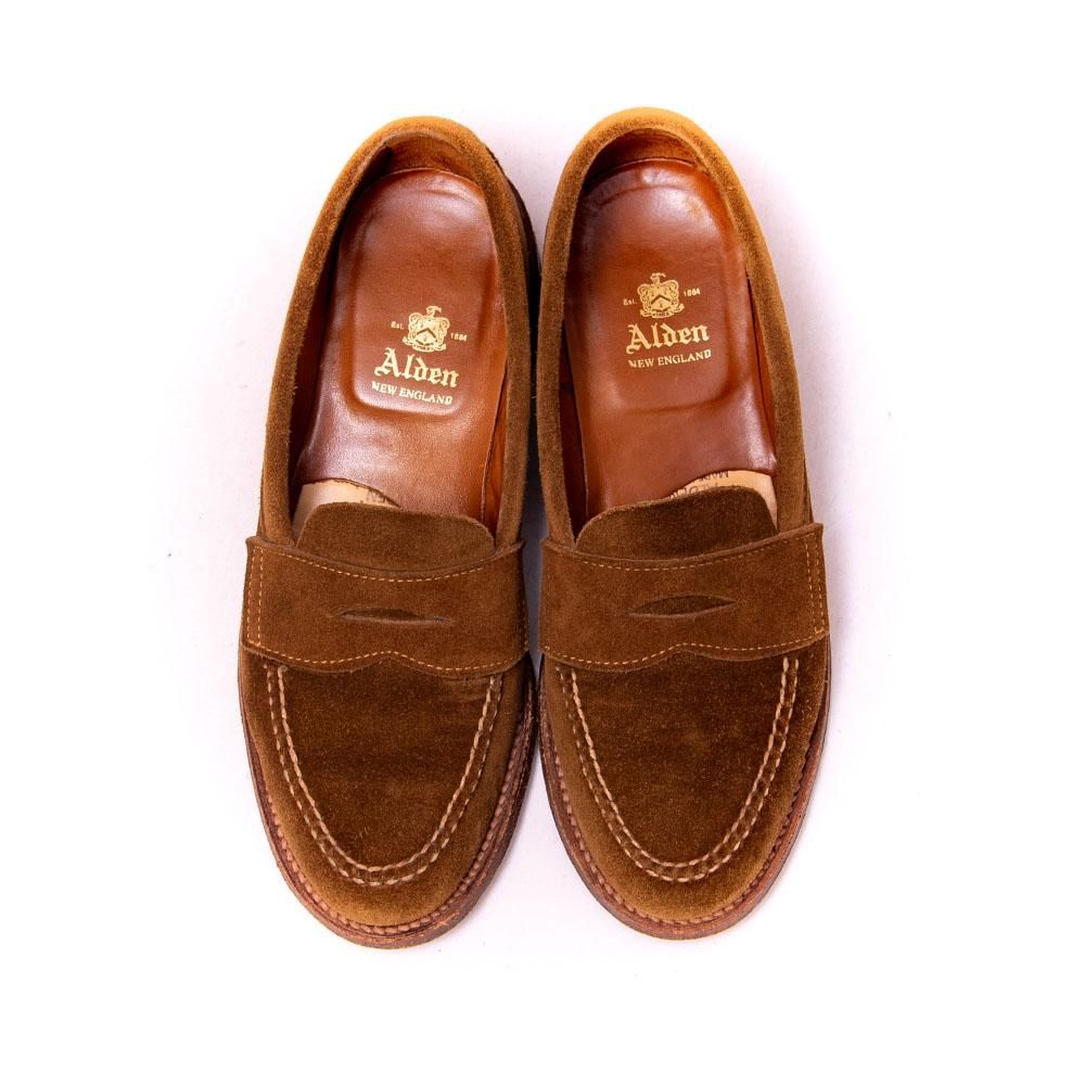 【美品】Alden スエード ローファー 6243F サイズ8D オールデン 6243F コインローファー ブラウン スエード