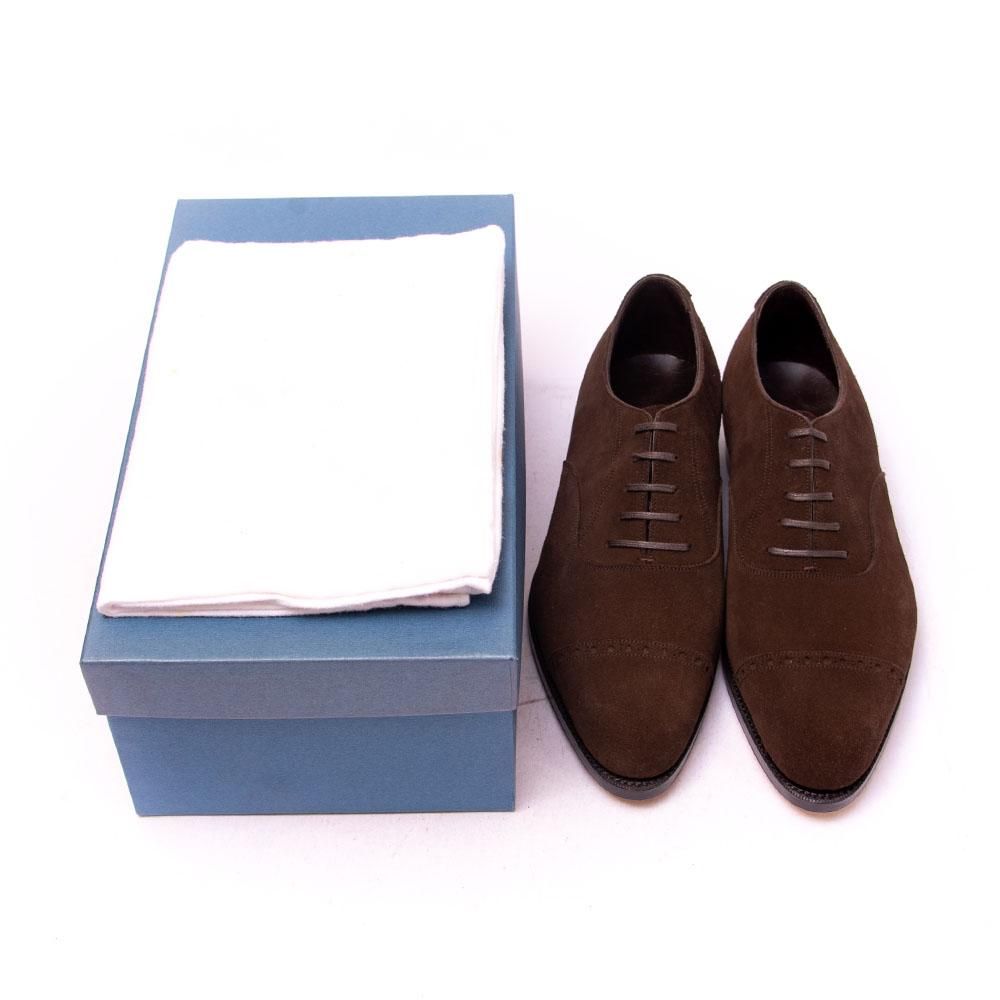 【Corno Blu】パンチドキャップ UK7.0 コルノブルゥ パンチドキャップ スエード ブラウン オーダー品