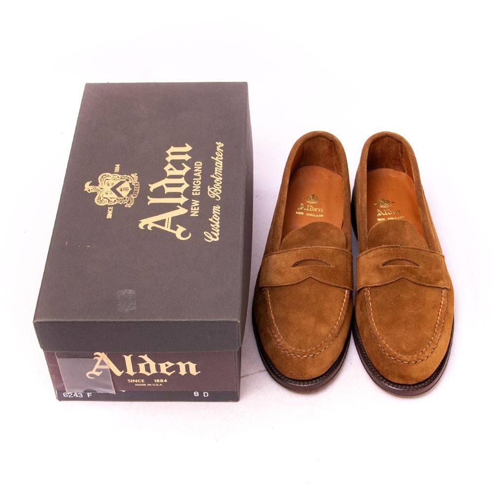 【美品】Alden スエード ローファー 6243F サイズ8D オールデン 6243F コインローファー ブラウン スエード