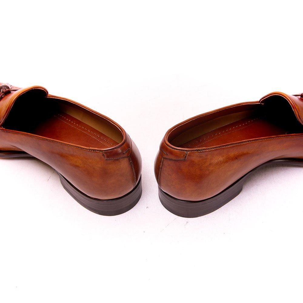 マグナーニ タッセルローファー ブラウン コニャック アンティーク