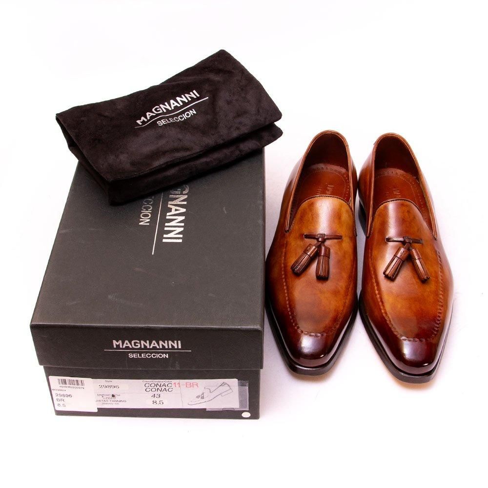 マグナーニ タッセルローファー ブラウン コニャック アンティーク