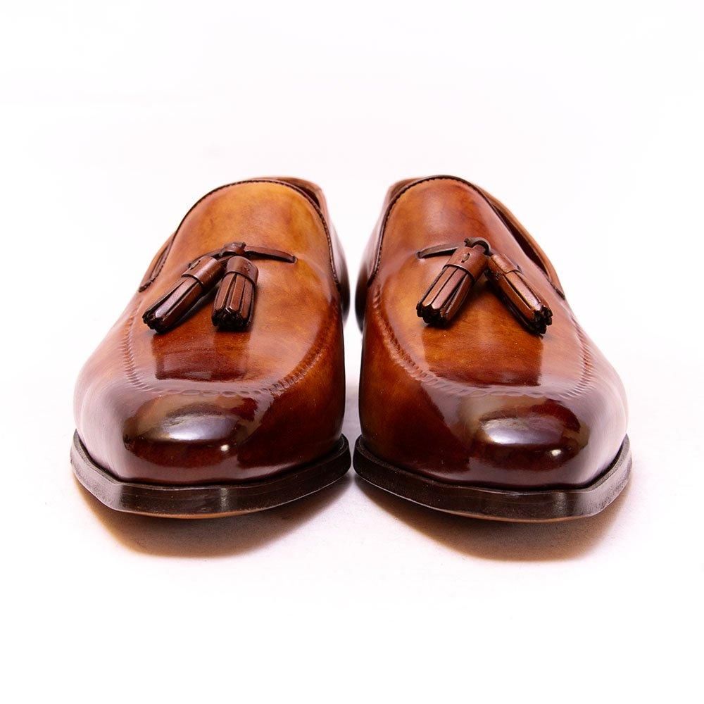 マグナーニ　セレクション　レザー　タッセル　ローファー　美品 マグナーニ タッセルローファー ブラウン シャドーステッチ