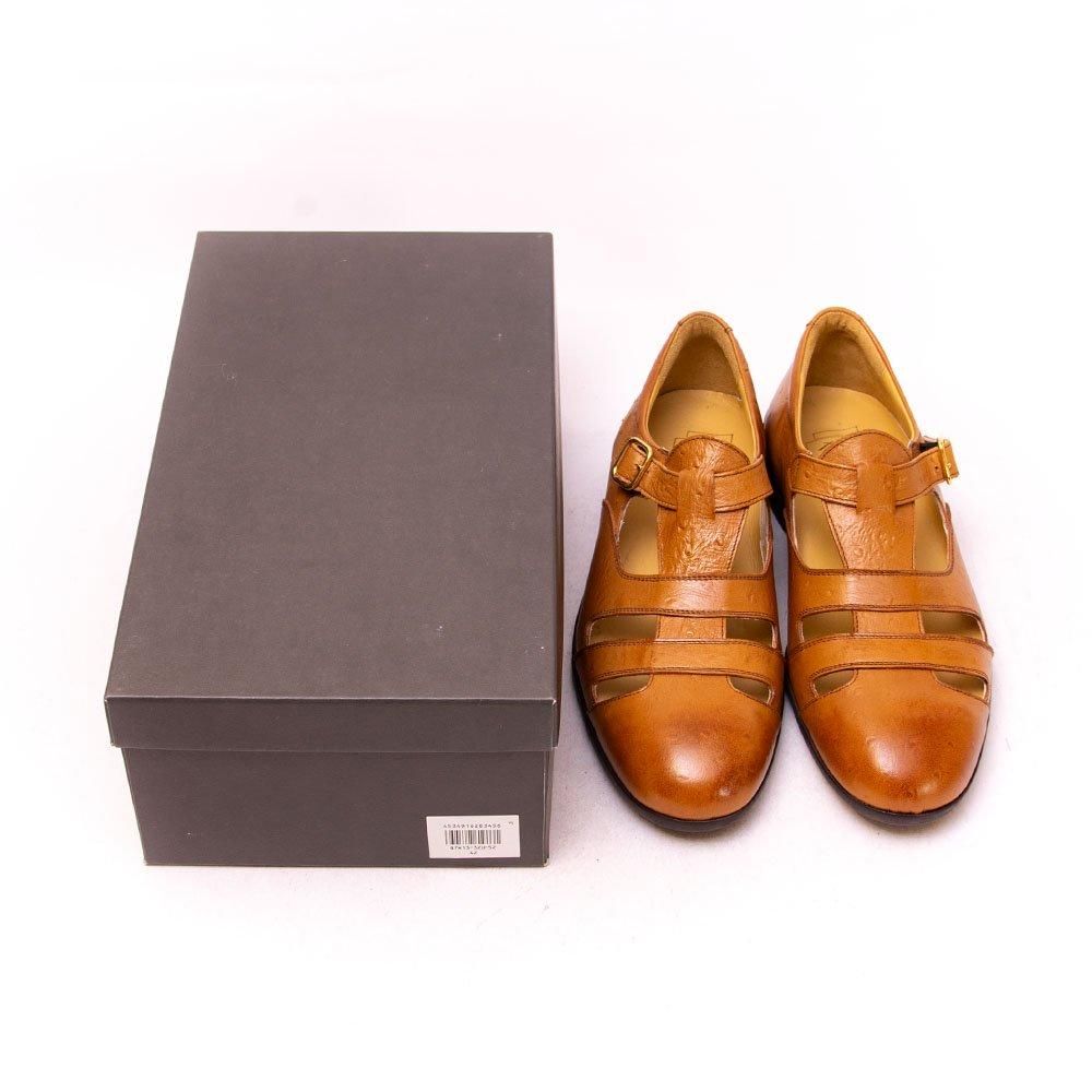 三陽山長 優兵 グルカサンダル オーストリッチ型押し ライト