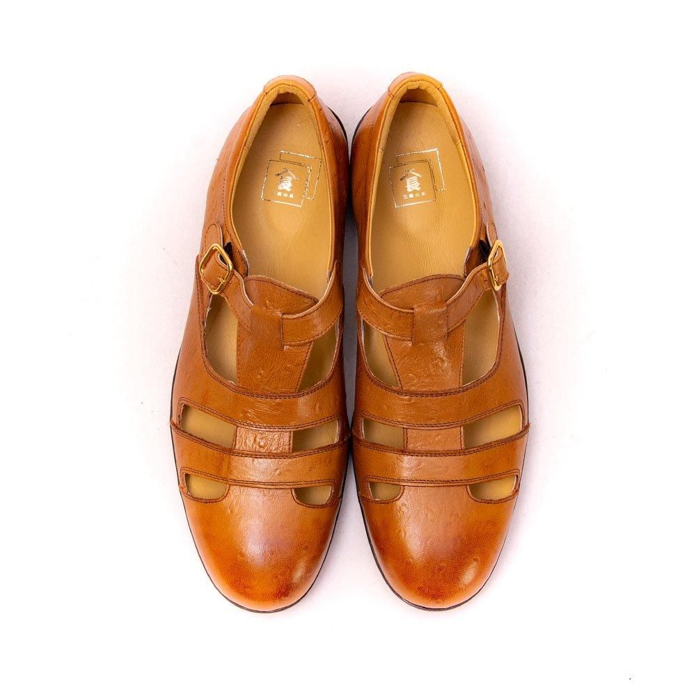 三陽山長 優兵 グルカサンダル オーストリッチ型押し ライト