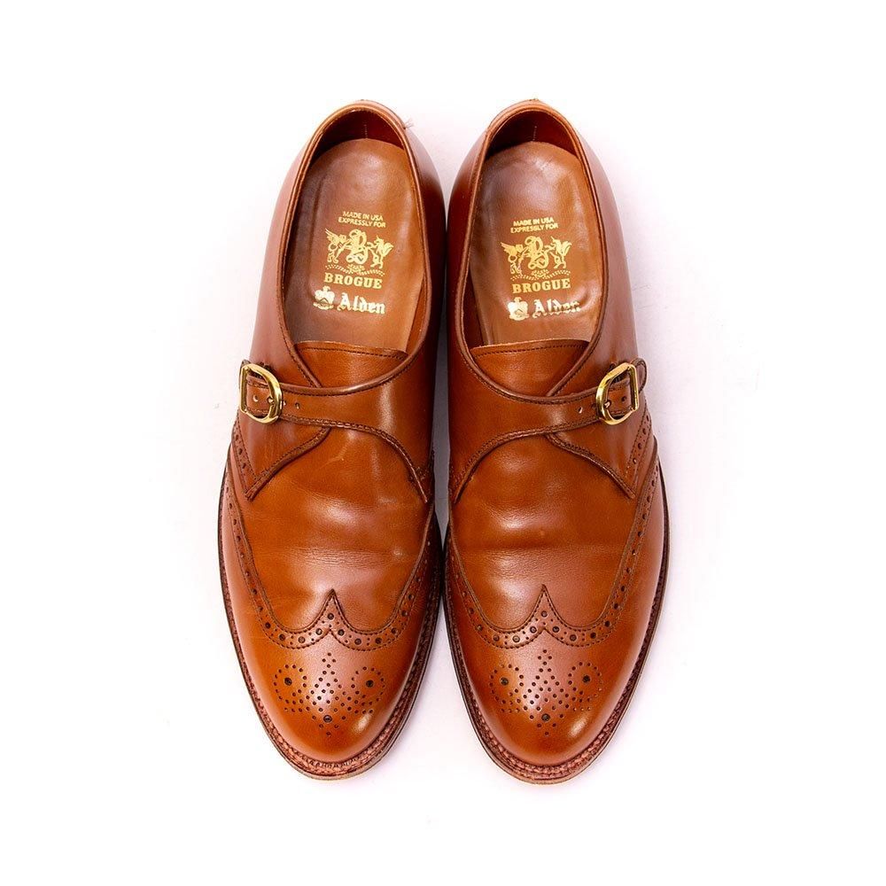 オールデン D9504 シングルモンク ウイングチップ コニャック