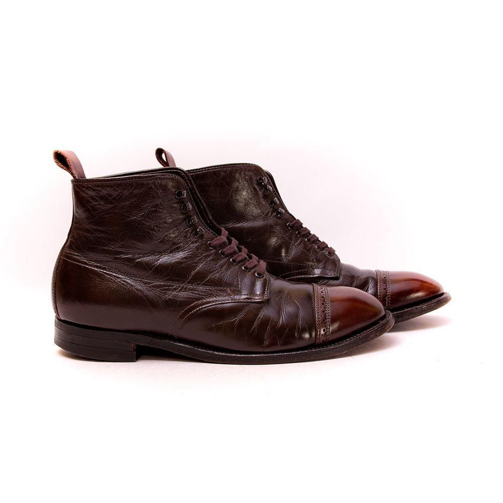 ALDEN オールデン41940H 8.5Dキッド×カーフ オールデン 41940H パンチドキャップ ブーツ ダークブラウン
