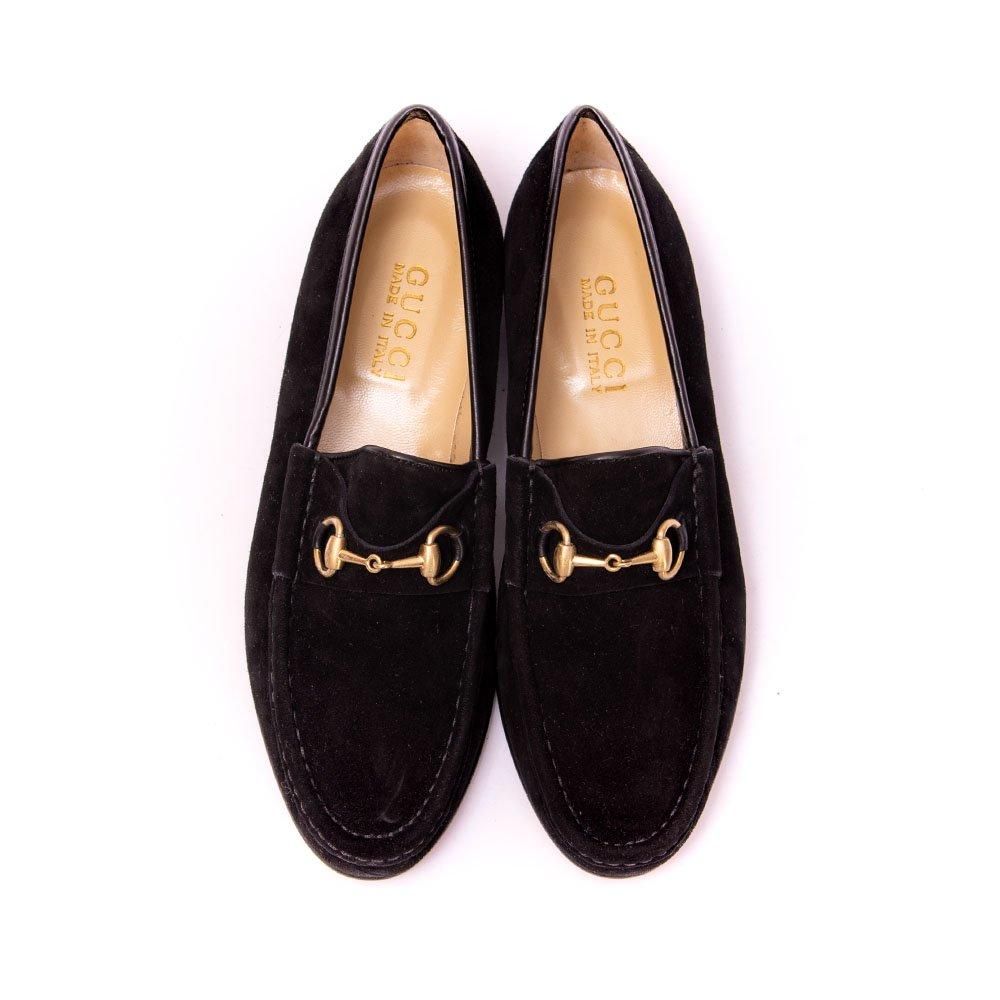 Gucciブラックスエード ローファー 36C グッチ ビットローファー ブラック スエード レディース サイズ