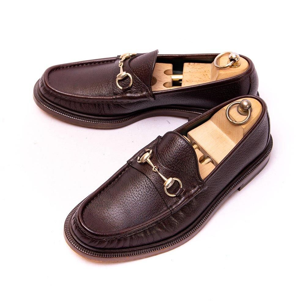 グッチ ビットローファー ピッグスキン型押し ダークブラウン サイズ7