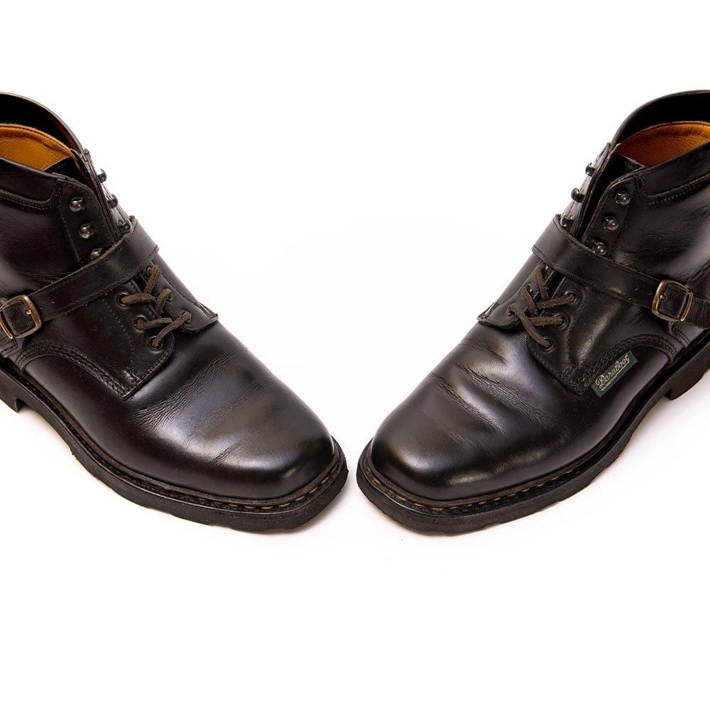 【Paraboot｜パラブーツ｜フランス製 レースアップブーツ｜サイズ6】　黒 パラブーツ レースアップブーツ ベルトブーツ ブラック デカタグ