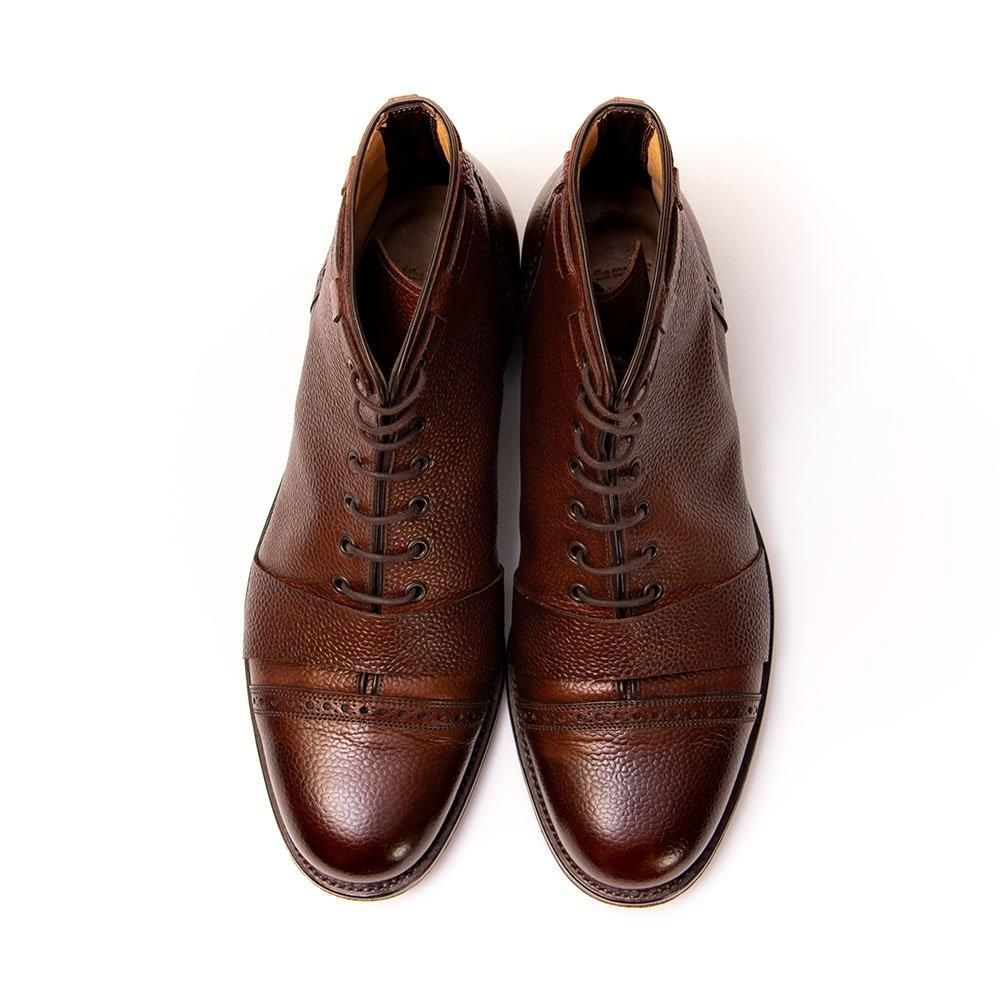 グレンソン キャップトゥブーツ グレインレザー ダークブラウン フット