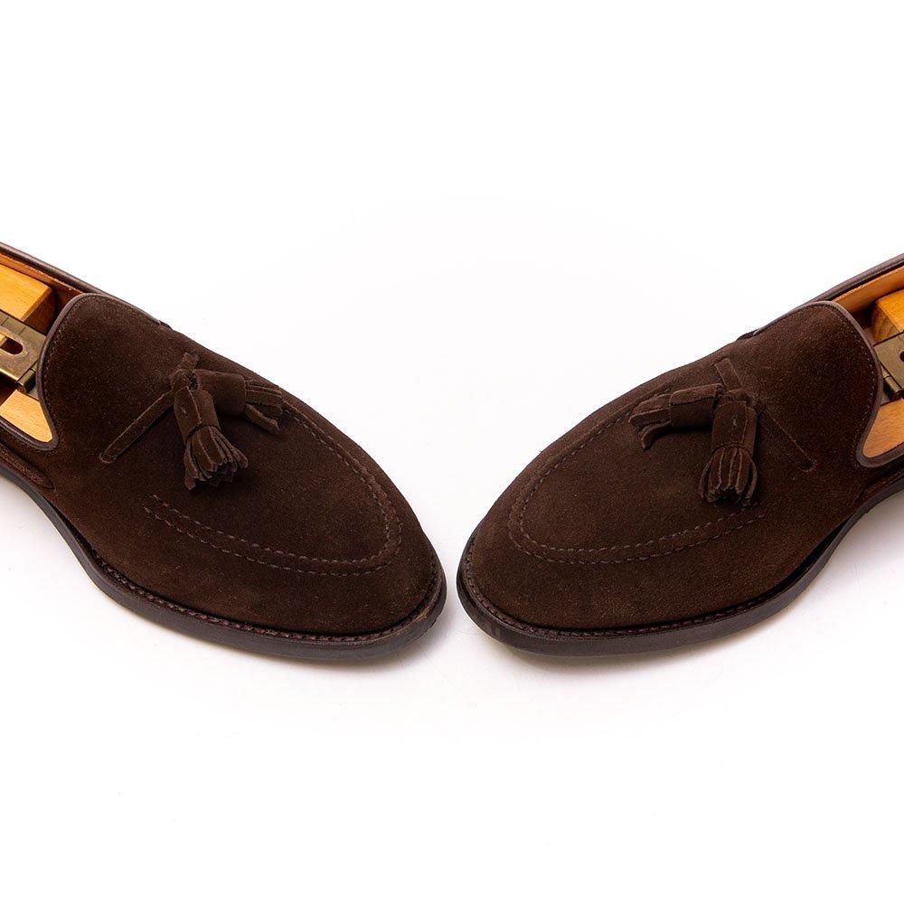 ８Ｅ　クロケット&ジョーンズ　スエードローファー　ダークブラウン CROCKETT & JONES ブラウン スエード ローファー