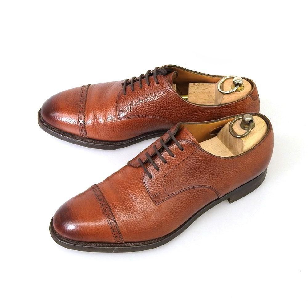 エドワードグリーン　ビジネスシューズ　レザー　ブラウン　7.5 エドワードグリーン パンチドキャップトゥ ブラウン グレインレザー