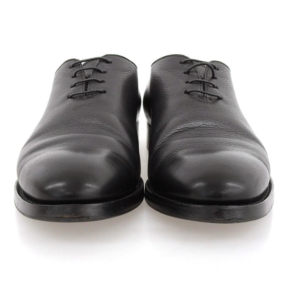 ココン ホールカット プレーントゥ ブラック グレインレザー