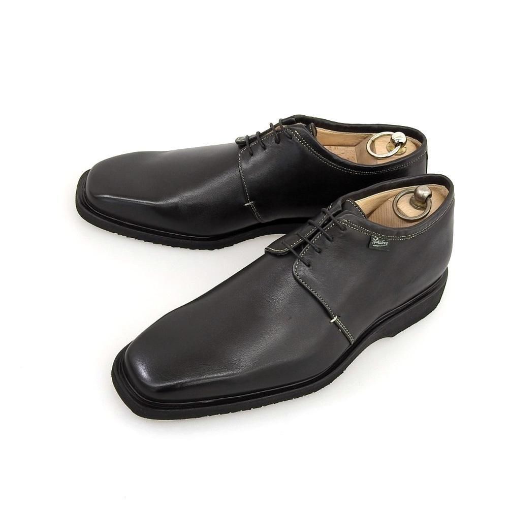 パラブーツ プレーントゥ スクエアトゥ ブラック リスレザー ミドル