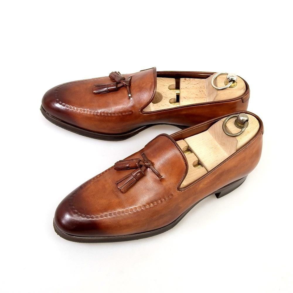 マグナーニ タッセルローファー ブラウン シャドーステッチ