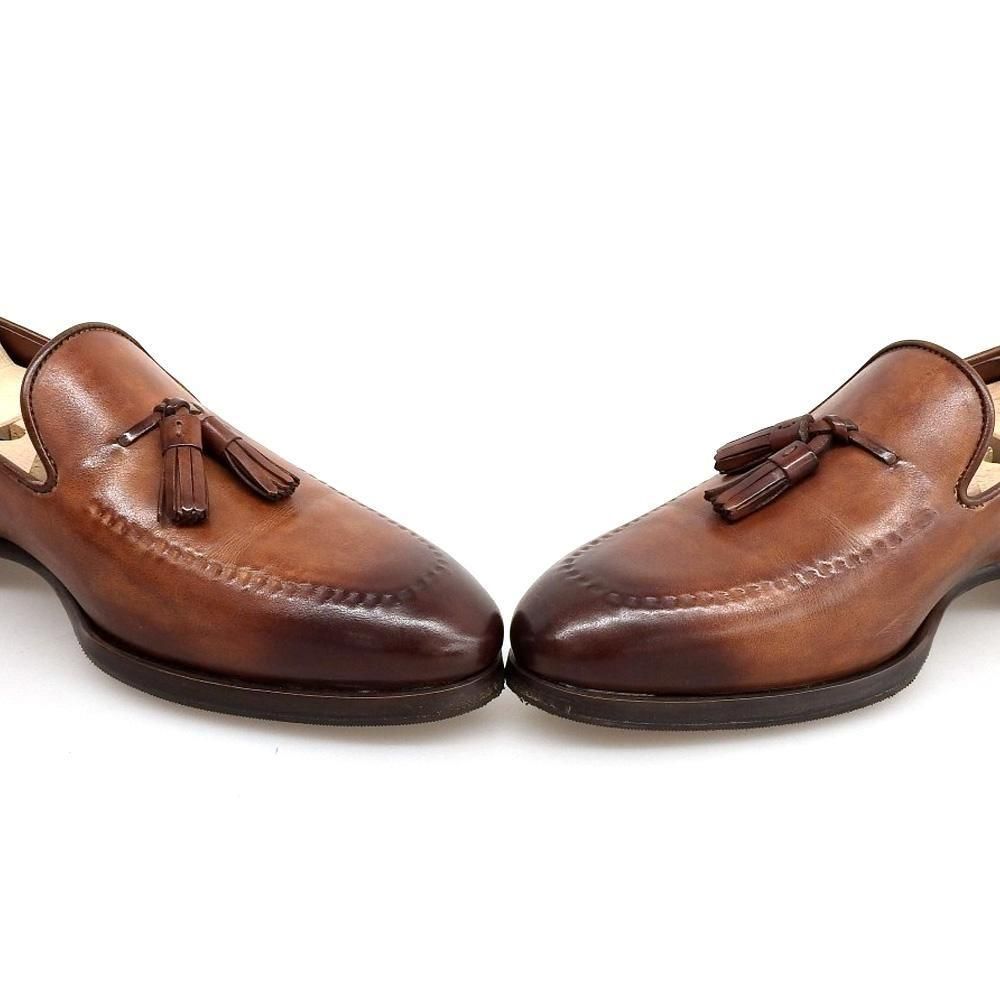 マグナーニ タッセルローファー ブラウン シャドーステッチ