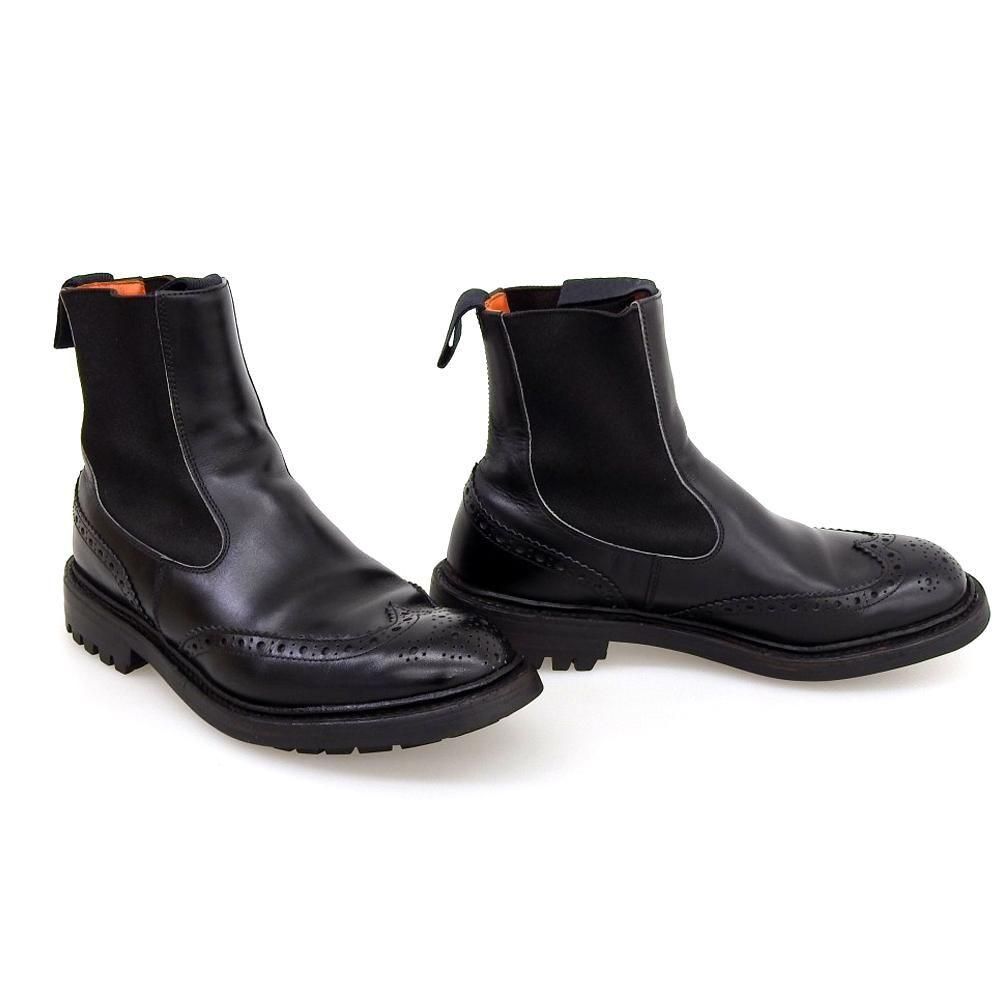 Tricker's トリッカーズ サイドゴアブーツ UK8 ブラック 黒 Tricker's（トリッカーズ）プレーントゥサイドゴアブーツ
