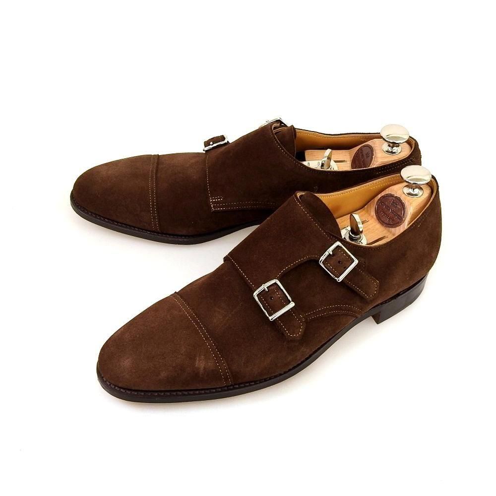 ジョンロブ WILLIAM(ウィリアム)ダブルモンク ダークブラウン スエード アンライニング サイズ7E