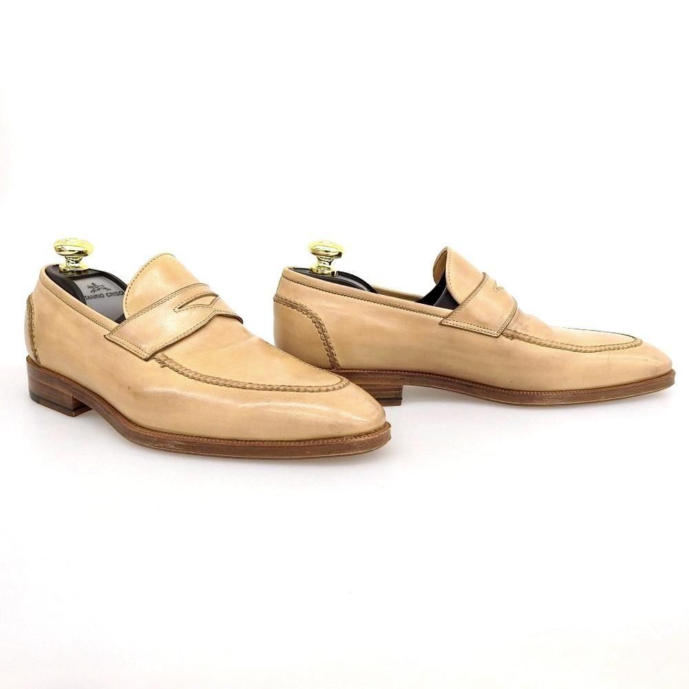 タニノクリスチー コインローファー アイボリー 手縫いモカ サイズ7