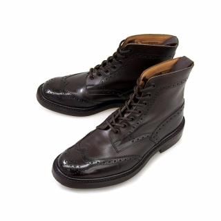 GordonTricker's ブラック レザー ウィングチップ シューズ Tricker's (トリッカーズ) ウィングチップローカットカントリー