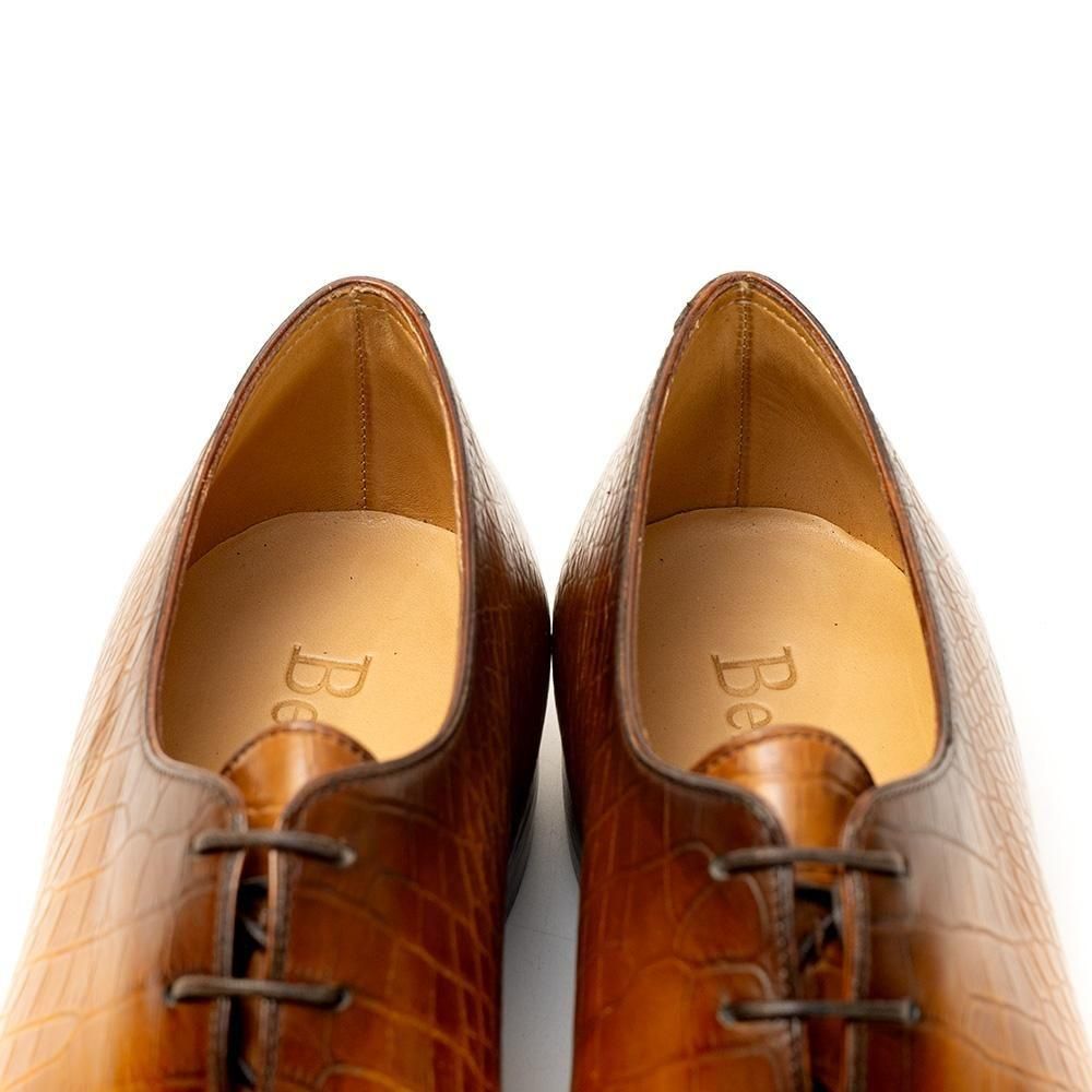 ベルルッティ アレッサンドロ ホールカット ブラウン クロコ型