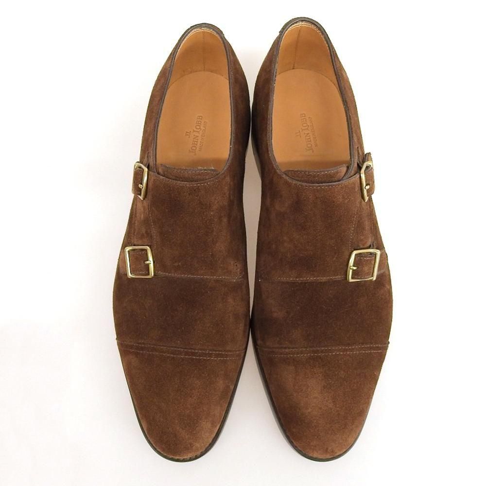 美品JOHN LOBB WILLIAMタバコブラウンスエードダブルモンク61/2 美品JOHN LOBB WILLIAMタバコブラウンスエードダブルモンク61/2
