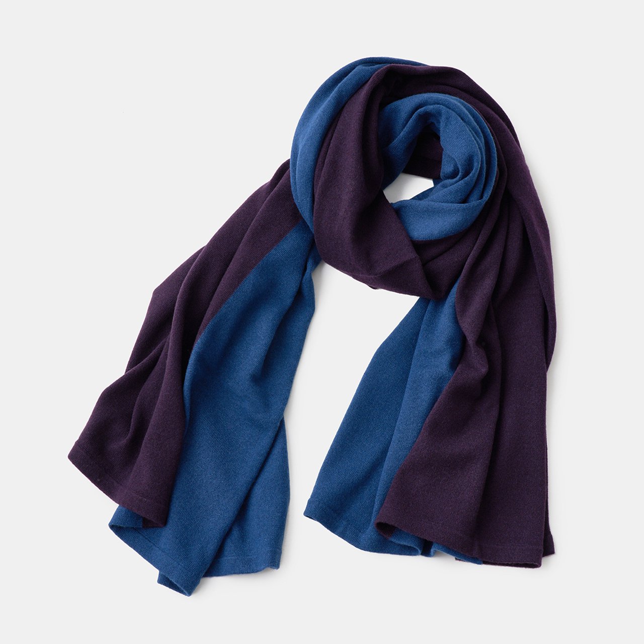 CASHMERE BI‐COLOR STOLEMIDNIGHT BLUE × VIOLET - maisoncarree