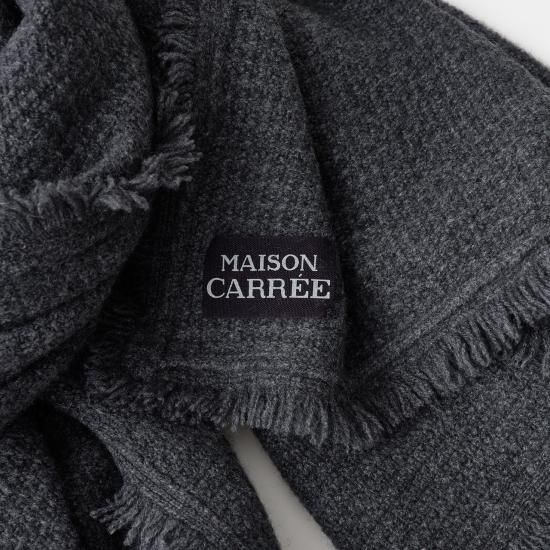 MAISON CARREE メゾンカレ　カシミヤフリンジストール ネイビー MAISON CARREE メゾンカレ カシミヤフリンジストール ネイビー