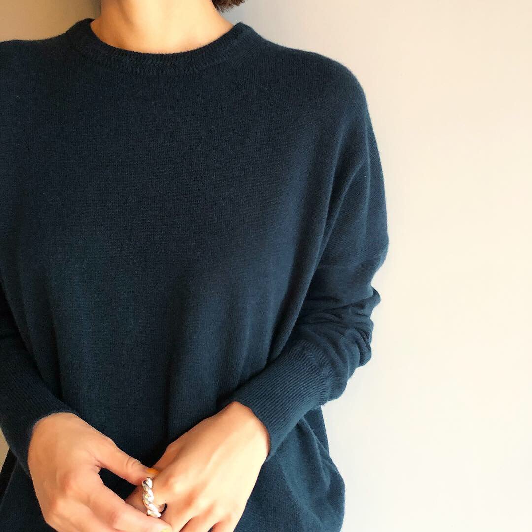 CASHMERE Basic Tops<BR>GREEN
