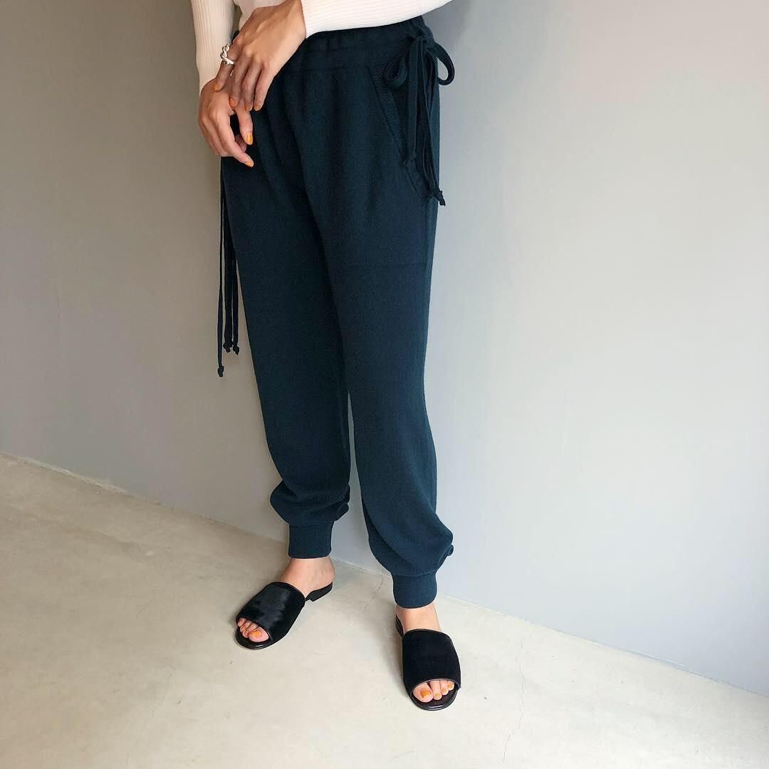 CASHMERE Basic Pants<BR>GREEN