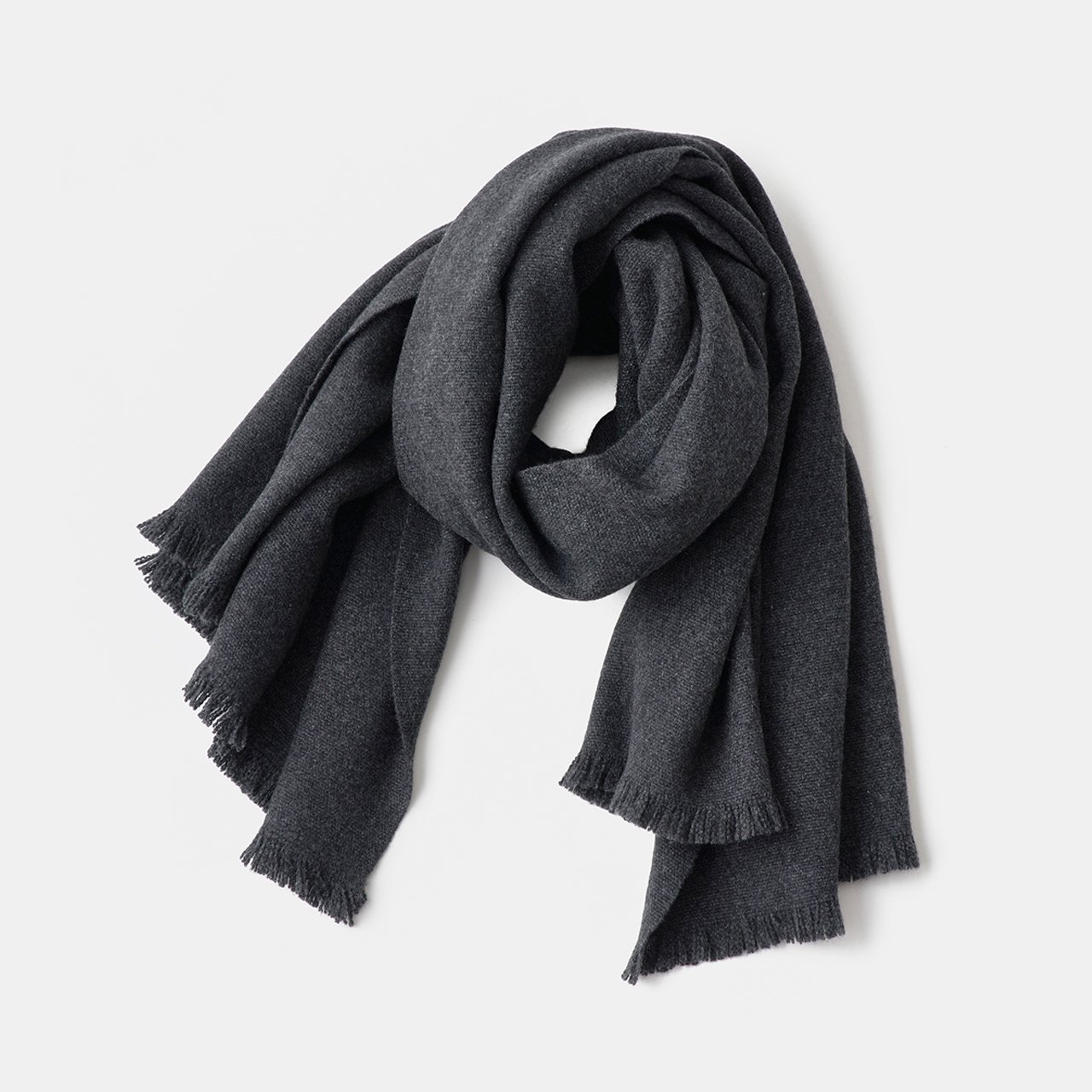 CASHMERE Tisser STOLE<BR>CHARCOAL GREY