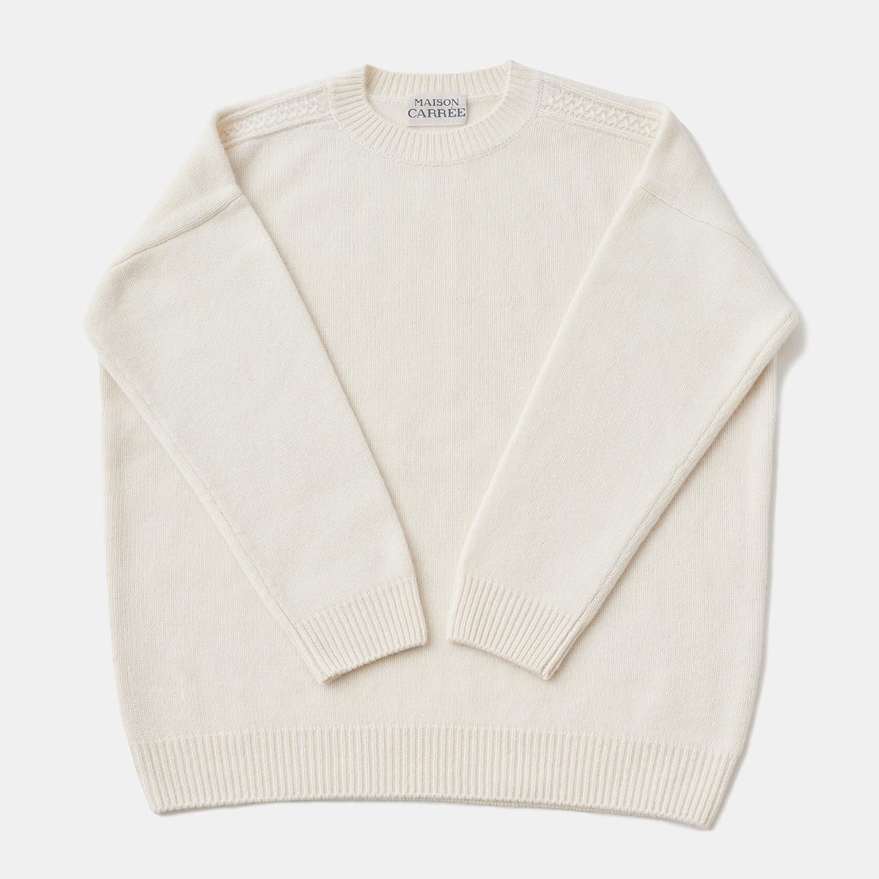 CASHMERE CABLE KNIT<BR>WHITE