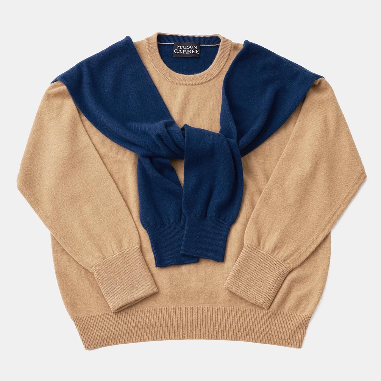 CASHMERE DOUBLE KNIT<BR>BEIGEBLUE