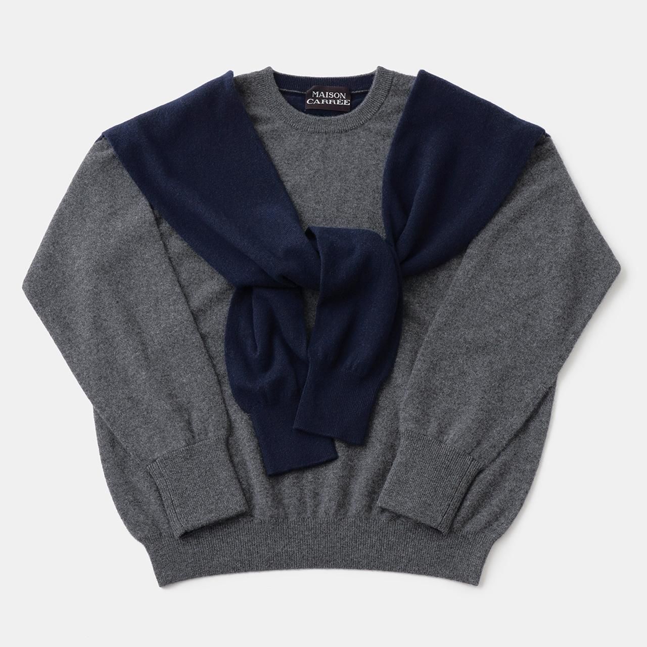 CASHMERE DOUBLE KNIT<BR>GRAYNAVY