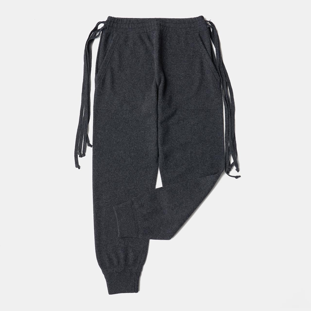 CASHMERE BASIC PANTS<BR>CHARCOAL GRAY