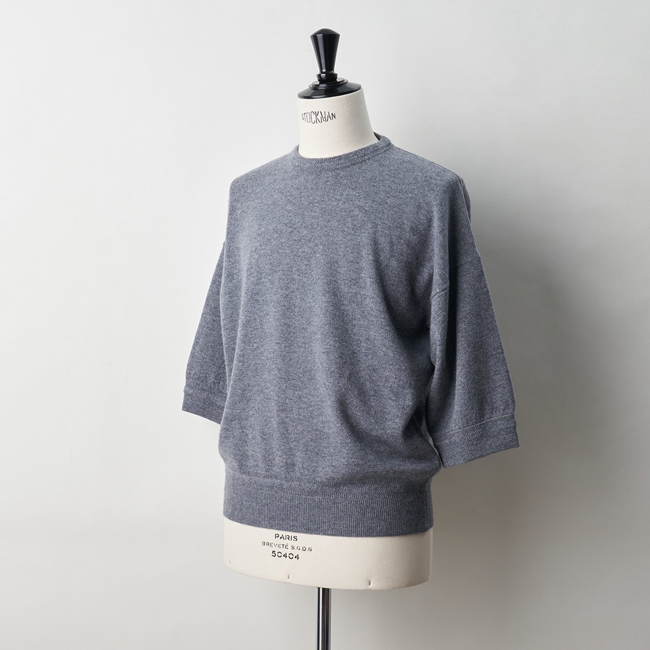 CASHMERE BASIC BOYFRIEND TOPS<BR>GREY