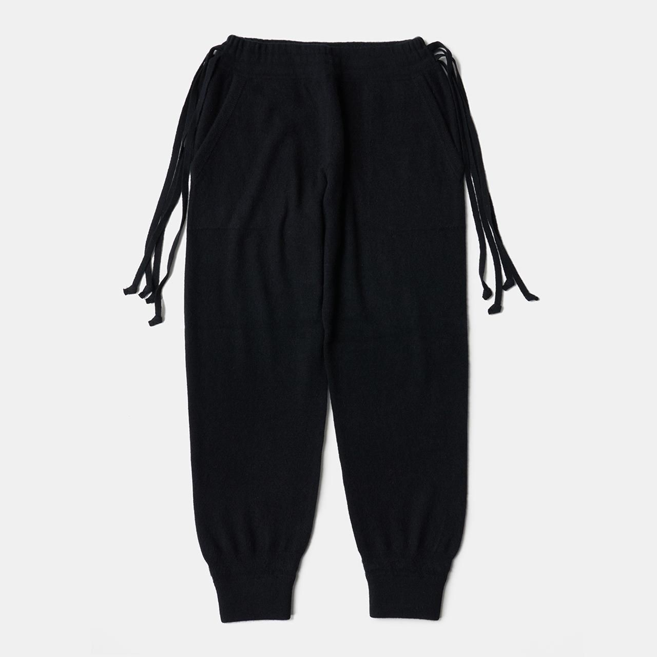 CASHMERE BASIC BOYFRIEND PANTS<BR>BLACK