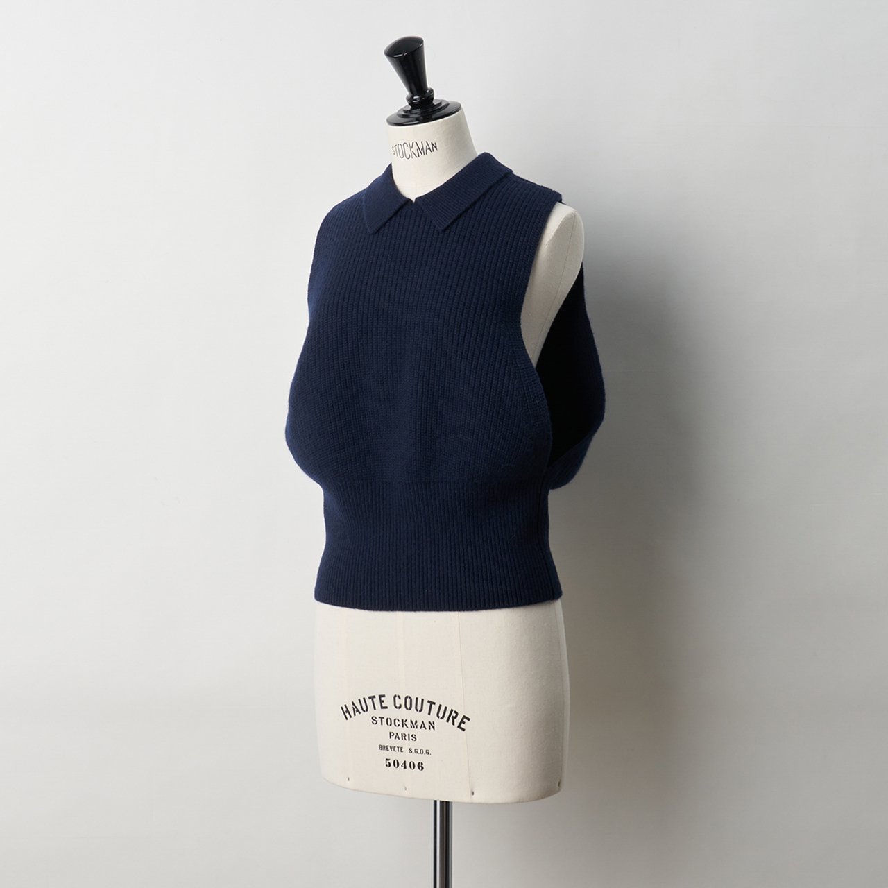 CASHMERE VEST<BR>NAVY