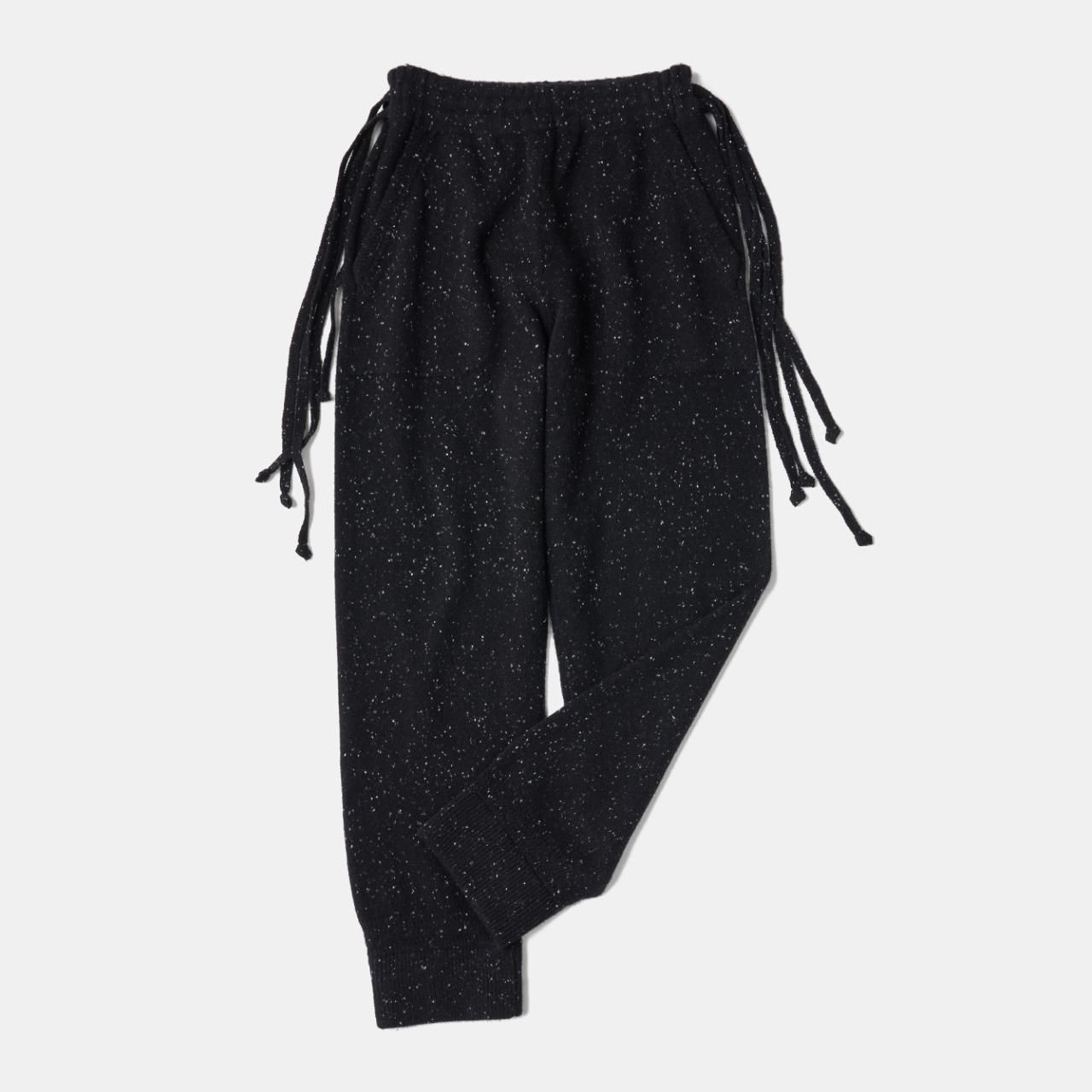 CASHMERE Middle gauge Pants<BR>STARDUST BLACK
