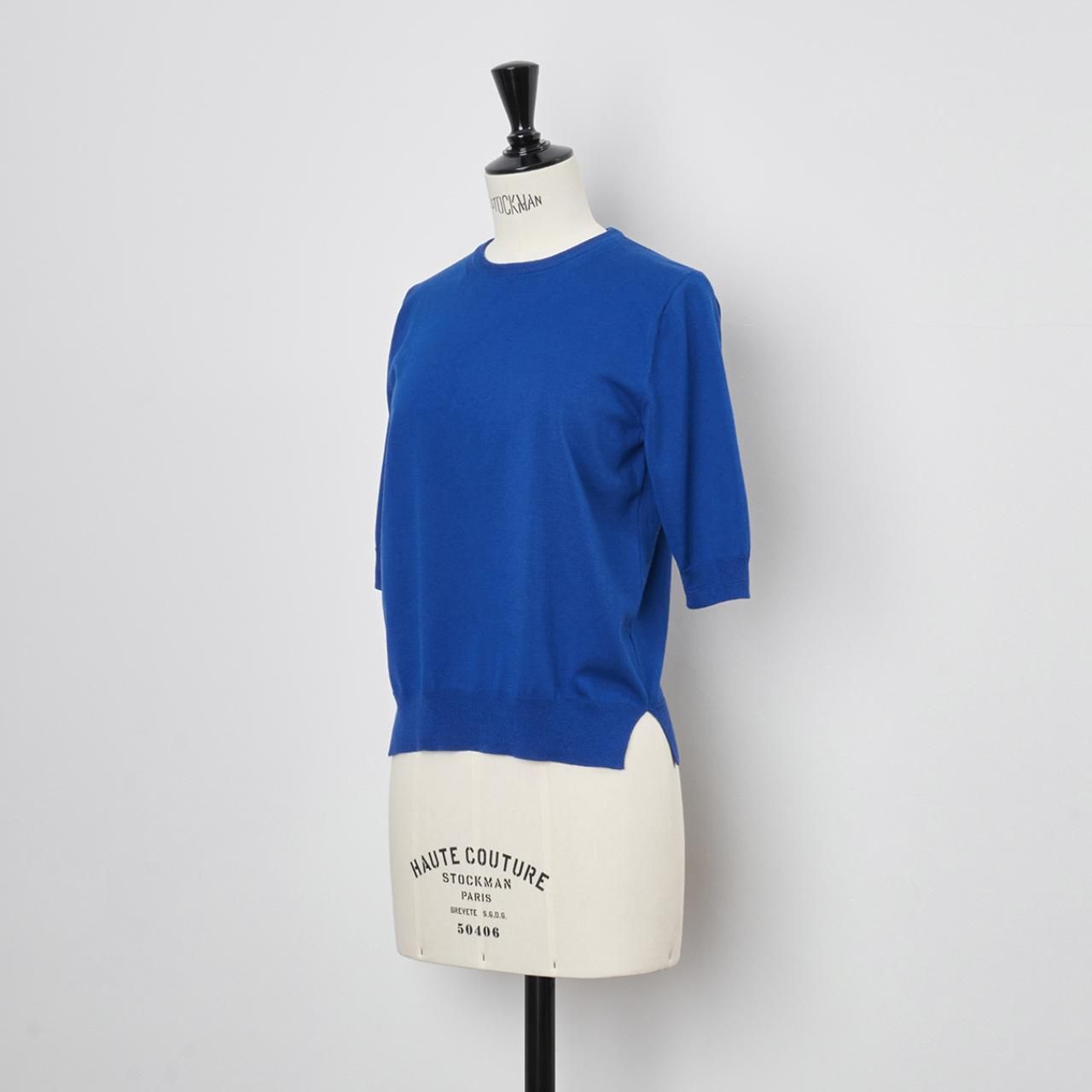 Basic half sleeve knit<BR>LAPIS BLUE
